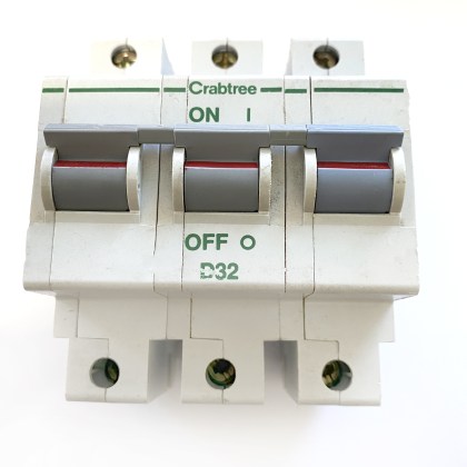 Crabtree Polestar 63D/32 D32 32A 32 Amp 3 Pole Phase MCB Circuit Breaker Type D